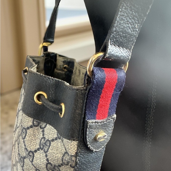 GUCCI Accessory Collection vintage Grey logo shoulder bag 80's - Picture 4 of 9